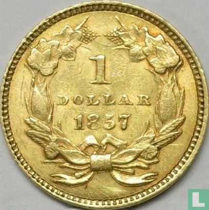 États-Unis 1 dollar 1857 (Indian head - sans lettre) - Image 1