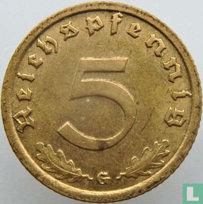 Empire allemand 5 reichspfennig 1936 (croix gammée - G) - Image 2