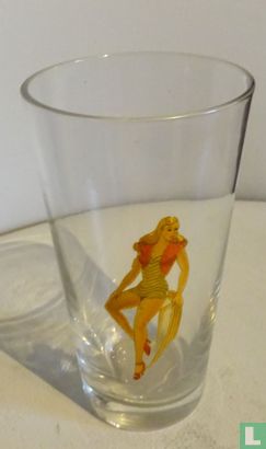 Glas met ontkledende vrouw - Afbeelding 1