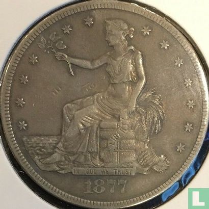 United States 1 trade dollar 1877 (CC) - Image 1