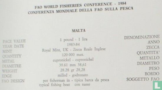 Malta 1 Lira 1984 "FAO - World Fisheries Conference" - Bild 3