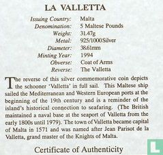 Malte 5 liri 1994 (BE) "Sailing ship Valletta" - Image 3