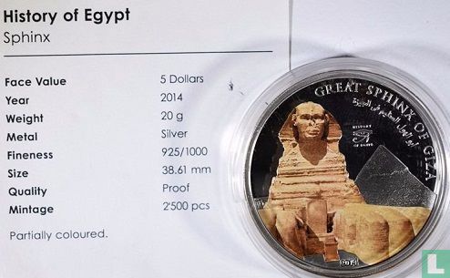 Îles Cook 5 dollars 2014 (BE) "Great Sphinx of Giza" - Image 3