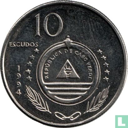 Kaapverdië 10 escudos 1994 "Grey-headed kingfisher" - Afbeelding 1