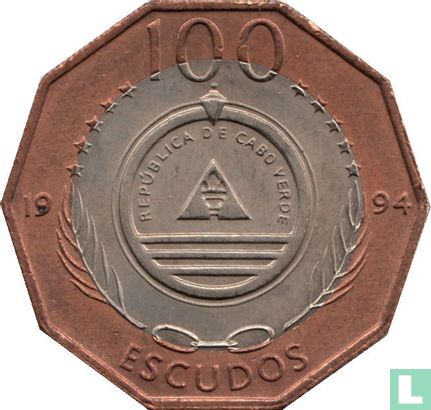 Kaapverdië 100 escudos 1994 (bronzen ring) "Razo lark" - Afbeelding 1