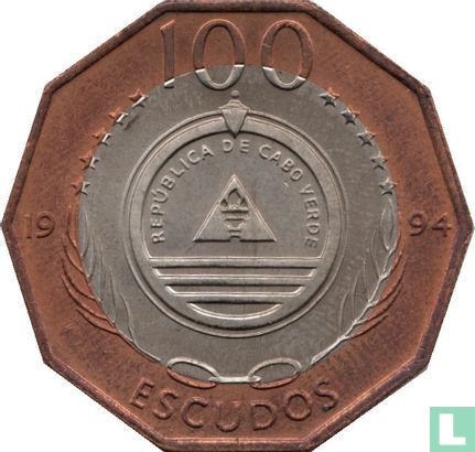 Kaapverdië 100 escudos 1994 (bronzen ring) "Sailing ship Madalan" - Afbeelding 1