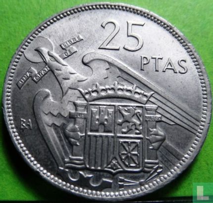 Spanje 25 pesetas 1957 (BA) - Afbeelding 2
