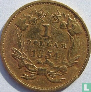 États-Unis 1 dollar 1854 (Indian head) - Image 1