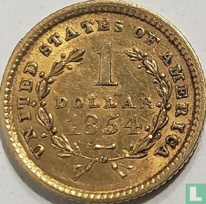 États-Unis 1 dollar 1854 (Liberty head - sans lettre) - Image 1