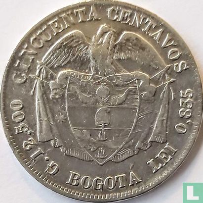 États-Unis de Colombie 50 centavos 1881 - Image 2