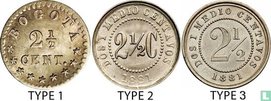 Verenigde Staten van Colombia 2½ centavos 1881 (type 3 - 1 in ½) - Afbeelding 3