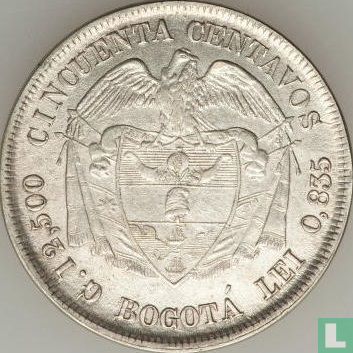 United States of Colombia 50 centavos 1880 (BOGOTÁ) - Image 2
