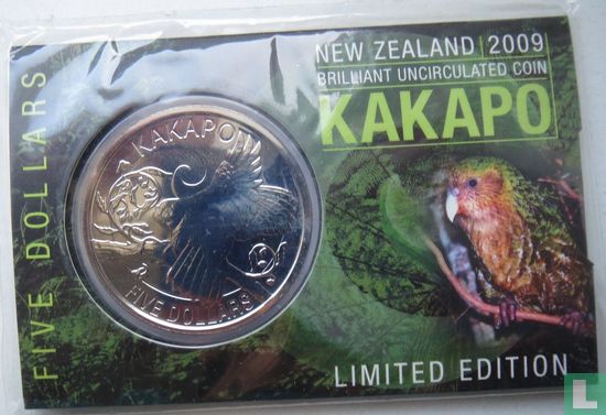 Nouvelle-Zélande 5 dollars 2009 (coincard) "Kakapo" - Image 1