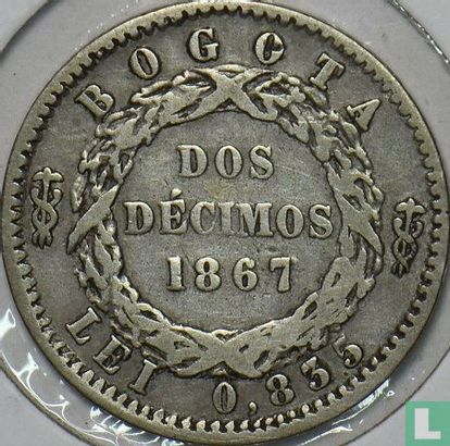 Verenigde Staten van Colombia 2 décimos 1867 (BOGOTA) - Afbeelding 1