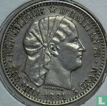 Haïti 20 centimes 1881 - Image 1