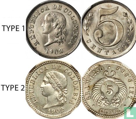 Colombie 5 centavos 1902 (type 2) - Image 3