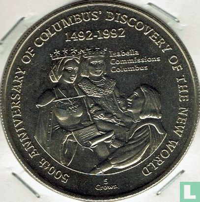 Turks- en Caicoseilanden 5 crowns 1991 "500th anniversary of Columbus' discovery of the New World" - Afbeelding 2