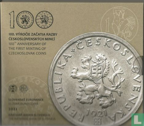 Slowakije jaarset 2021 "Centenary First minting of Czechoslovak coins" - Afbeelding 1