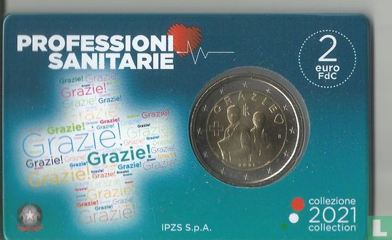 Italië 2 euro 2021 (coincard) "Homage to the healthcare professions" - Afbeelding 1