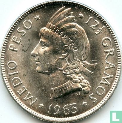 Dominikanische Republik ½ Peso 1963 "100th anniversary Restoration of the Republic" - Bild 1