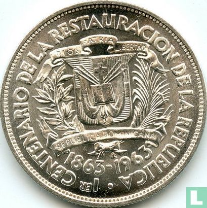 Dominicaanse Republiek ½ peso 1963 "100th anniversary Restoration of the Republic" - Afbeelding 2