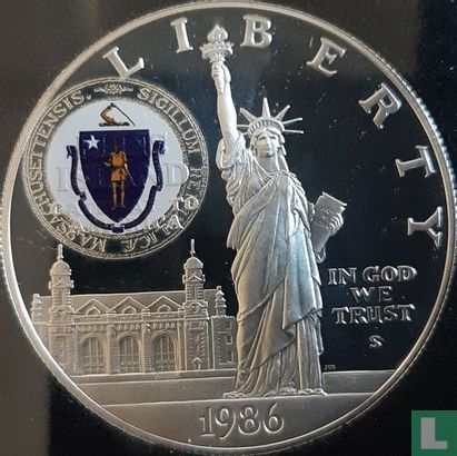 Vereinigte Staaten 1 Dollar 1986 (PP - gefärbt) "Centenary of the Statue of Liberty - Massachusetts" - Bild 1