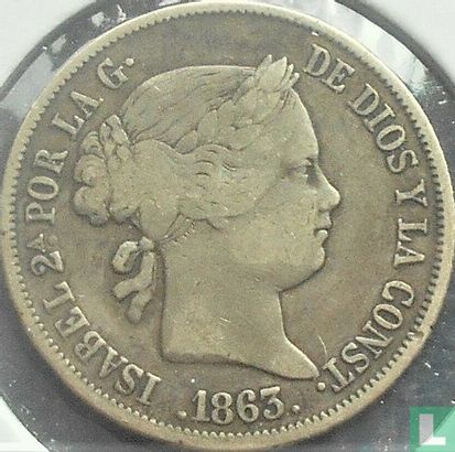 Spanje 4 real 1863 (6-puntige ster) - Afbeelding 1