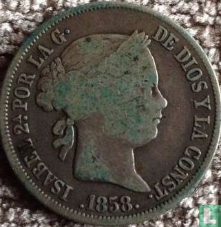 Spanje 4 real 1858 (6-puntige ster) - Afbeelding 1
