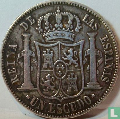 Espagne 1 escudo 1867 - Image 2