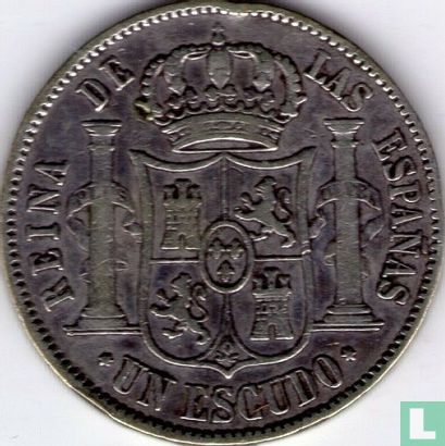 Spanje 1 escudo 1866 (6-puntige ster) - Afbeelding 2