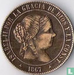 Spain 5 centimos de escudo 1867 (3-pointed star) - Image 1