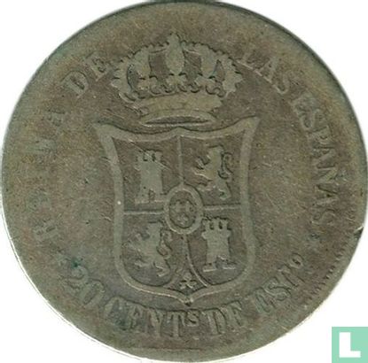 Spanien 20 Centimo de Escudo 1865 (7-zackige Stern) - Bild 2
