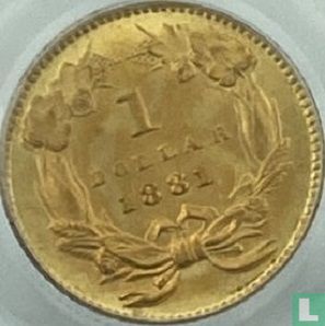 United States 1 dollar 1881 (gold) - Image 1