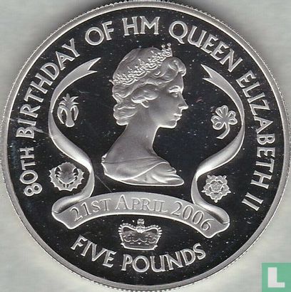 Jersey 5 pounds 2006 (BE - argent) "80th Birthday of Queen Elizabeth II - Historical effigy" - Image 2