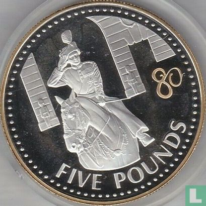 Jersey 5 pounds 2006 (PROOF - gekleurd) "80th Birthday of Queen Elizabeth II - Trooping the colour" - Afbeelding 2