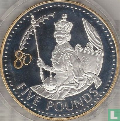 Alderney 5 pounds 2006 (PROOF) "80th Birthday of Queen Elizabeth II - Coronation day" - Image 2
