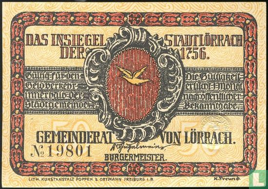 Lorrach, Ville - 50 Pfennig (5) ND (1922) - Image 1