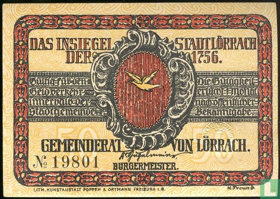 Lorrach, Ville - 50 Pfennig (2) ND (1922) - Image 1