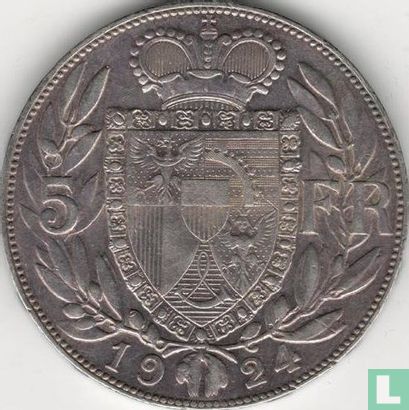 Liechtenstein 5 franken 1924 - Afbeelding 1