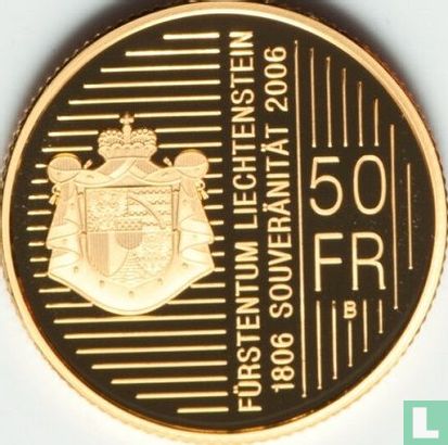 Liechtenstein 50 franken 2006 (PROOF) "200 years of sovereignty" - Image 1