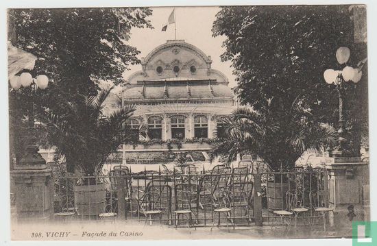 France Allier Vichy Façade du Casino 1922 Postcard - Image 1
