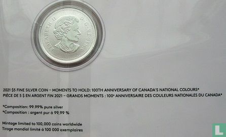 Canada 5 dollars 2021 "100th anniversary Canada's national colours" - Image 3