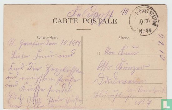 France Aisne Saint Quentin Fontaine de Vasson 1914 Postcard - Afbeelding 2