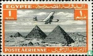 Airplane over the Pyramids of Giza