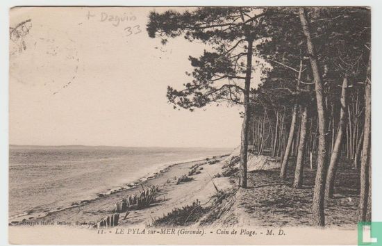 France Gironde Arcachon Le Pyla sur Mer Coinde Plage 1928 Postcard - Afbeelding 1