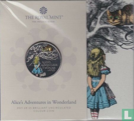 United Kingdom 5 pounds 2021 (folder - coloured) "Alice's adventures in Wonderland" - Image 1