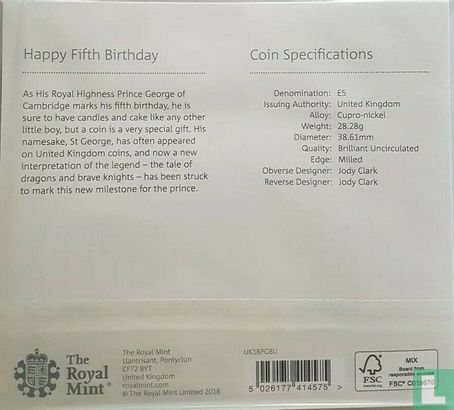 Vereinigtes Königreich 5 Pound 2018 (Folder) "5th birthday of HRH Prince George of Cambridge" - Bild 2