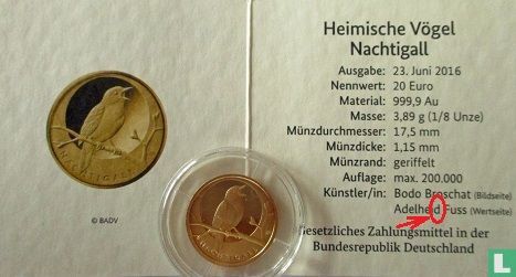 Allemagne 20 euro 2016 (G) "Nightingale" - Image 3