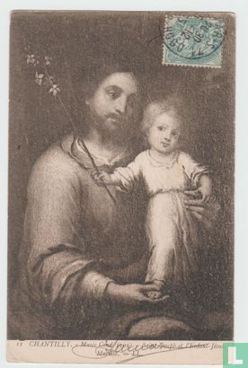 France Oise Chantilly Musée Condé Saint Joseph et l'Enfant Jésus Murillo 1905 Postcard - Afbeelding 1