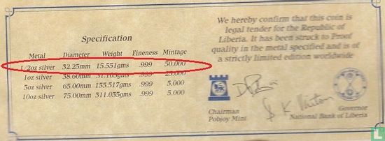 Liberia 5 dollars 1992 (PROOF) "Formula one - Nigel Mansell" - Afbeelding 3